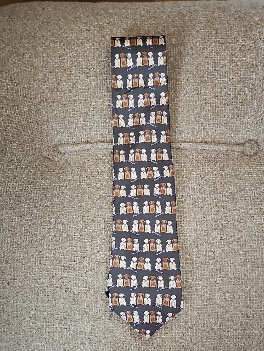 greendog Tie with Brown and Cream Dog Pattern